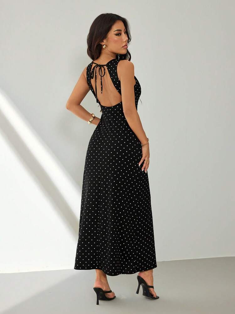 Black Polka dot Dress | SHEIN