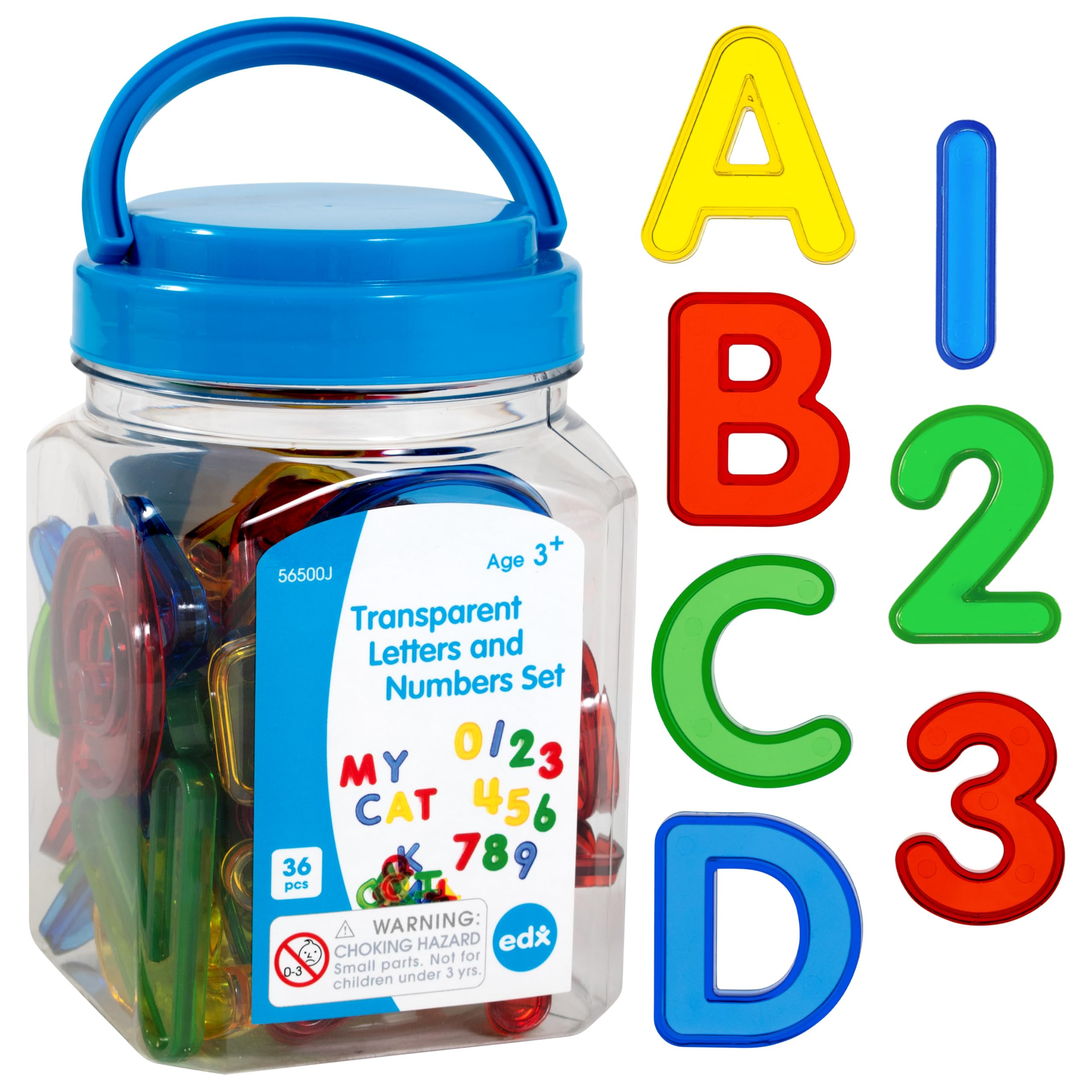 edxeducation Transparent Letters and Numbers - Mini Jar - Colorful, Plastic Letters and Numbers -... | Amazon (US)