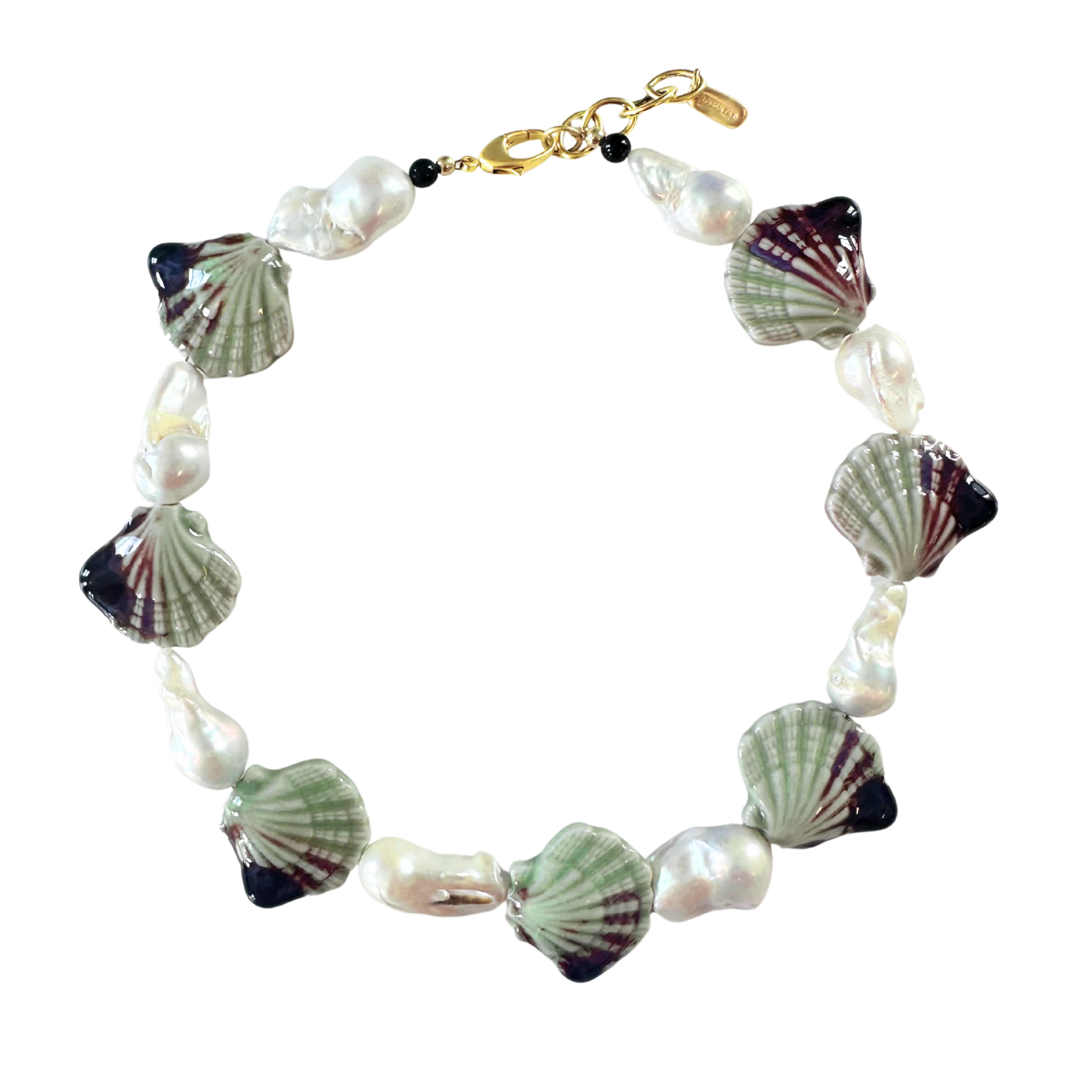 Green Shell Baroque Pearl Necklace | Logan Tay