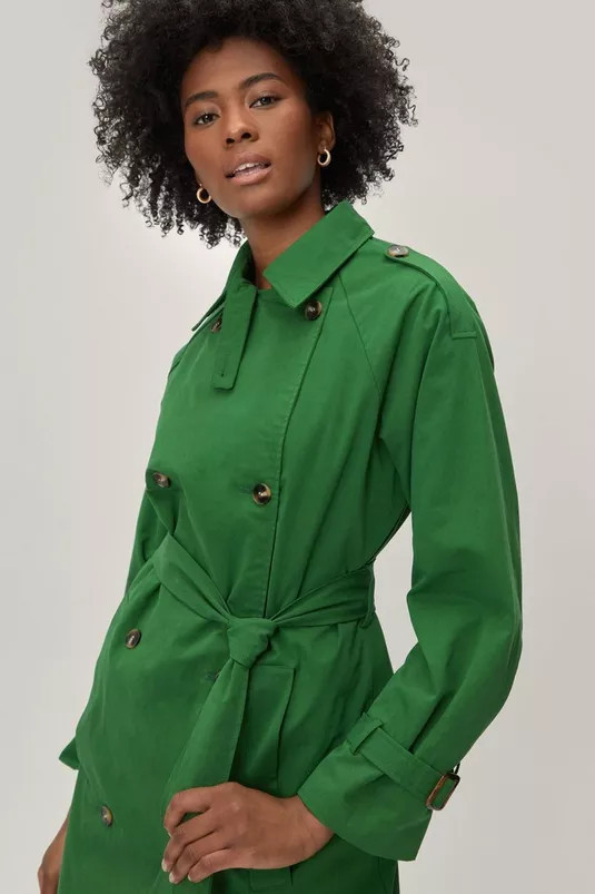 Tab Detail Twill Belted Trench Coat | Nasty Gal (US)