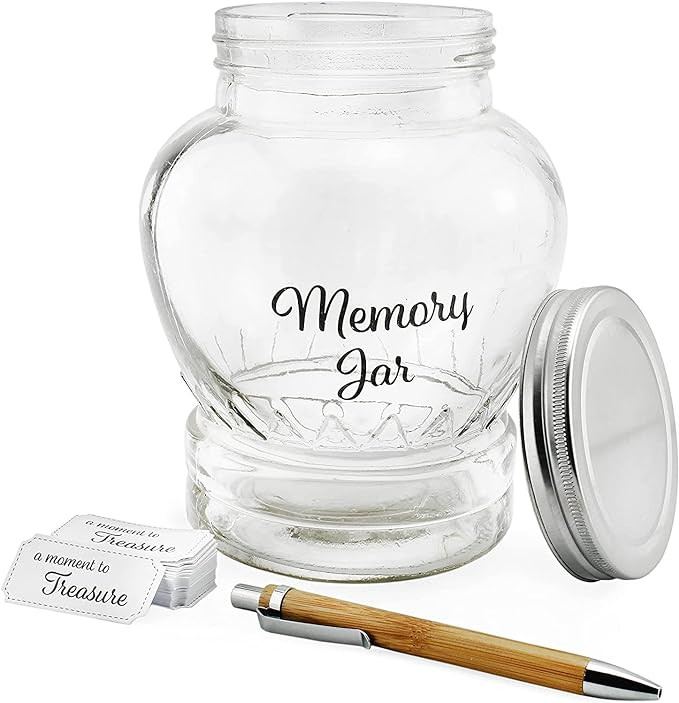 Darware Clear Glass Memory Jar, Family Keepsake Gift with 200 Write-On Tickets, Sharing Time Coun... | Amazon (US)