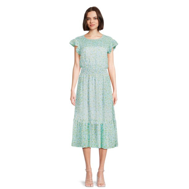 Time and Tru Women's Smocked Midi Dress | Walmart (US)