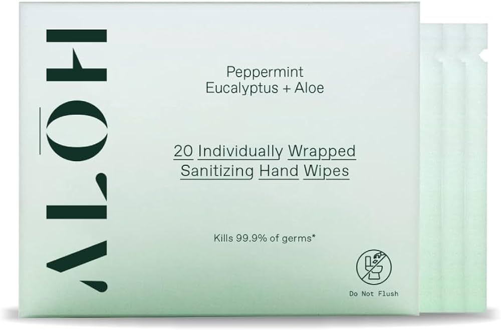 ALŌH Skin - Softening Sanitizing Hand Wipes - Peppermint Eucalyptus + Aloe (1 Box of 20 Individu... | Amazon (US)