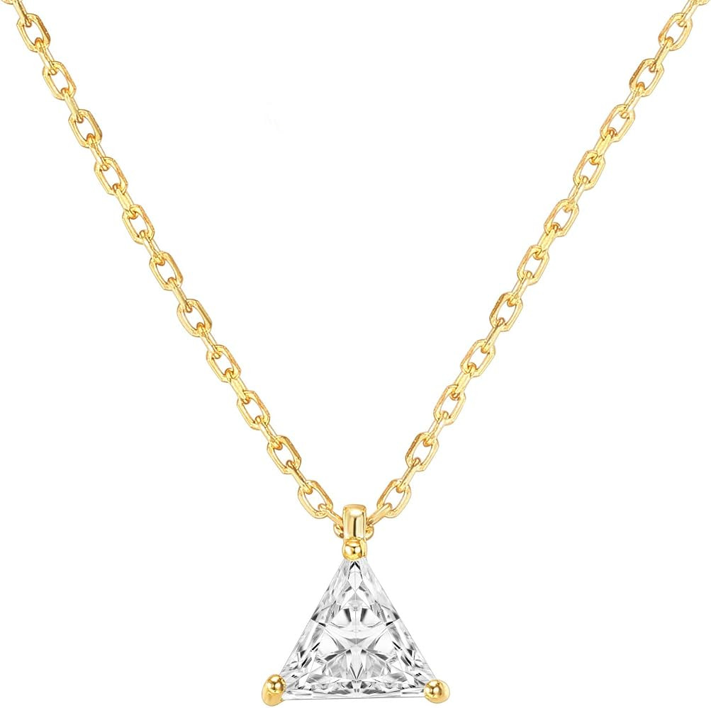 PAVOI 14K Gold Plated Cubic Zirconia Diamond Pendant Necklace for Women | Adjustable Slider | Amazon (US)