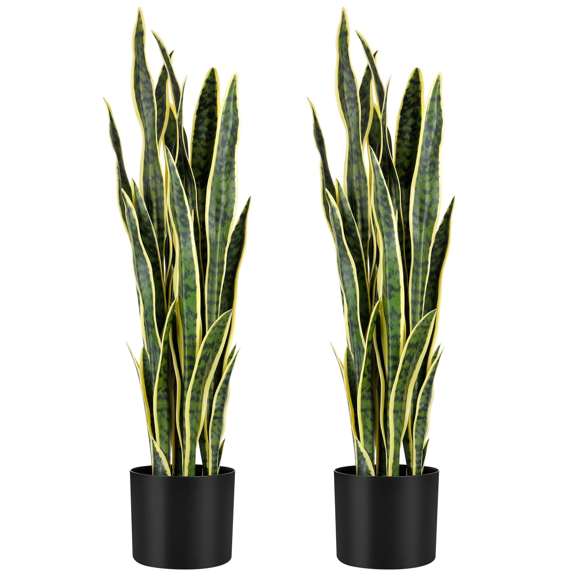 KOL 3ft 2PCS Artificial Snake Plant, 32 PVC Lifelike Leaves, 35in Faux Sansevieria for Indoor Hom... | Amazon (US)