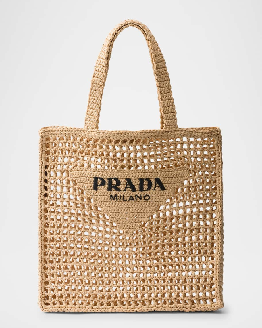 Prada Logo Crochet Tote Bag | Neiman Marcus