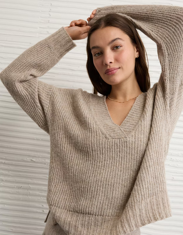 AE Whoa So Soft Oversized V-Neck Sweater | American Eagle Outfitters (US & CA)