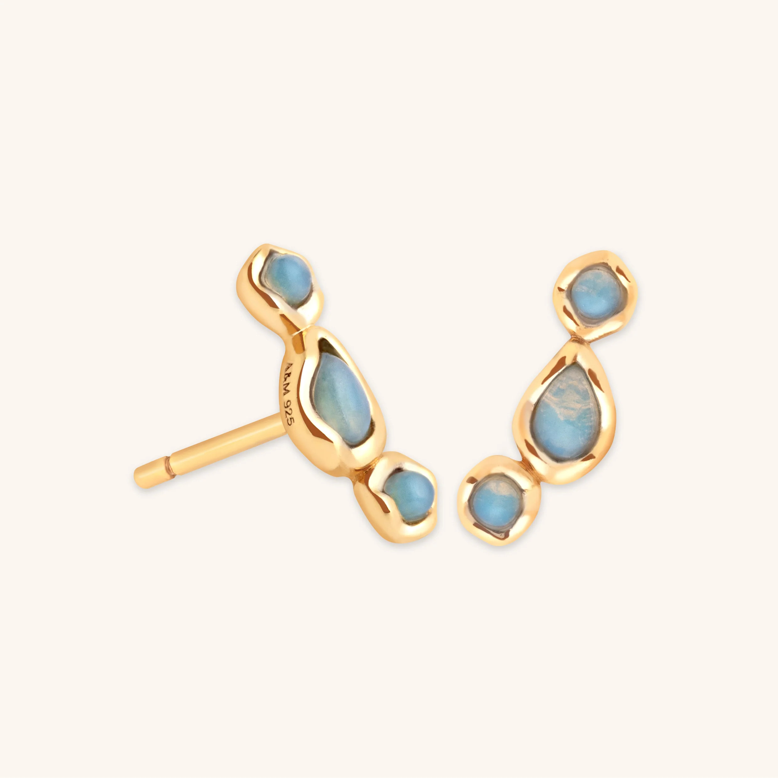 Opal Climber Studs in Gold | Astrid & Miyu UK