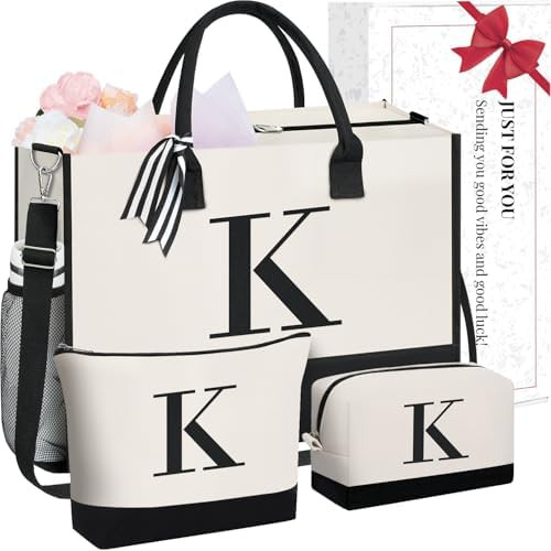 BAGAIL Initial Tote Bag, Personalized Birthday Gifts for Women, Teacher, Friends, Mom, Wedding, M... | Amazon (US)