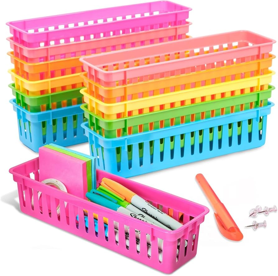 Juvale 12-Pack Pencil Holder Trays and Organization Baskets - Plastic Caddy for Desk and Elementa... | Amazon (US)