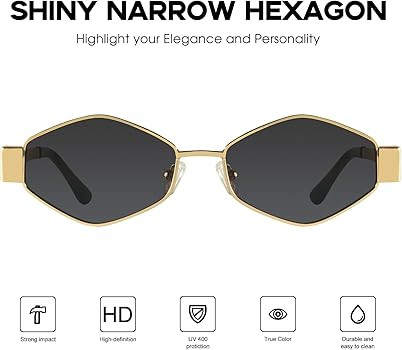 mosanana Trendy Hexagon Metal Sunglasses for Women Small Retro Style MS52475 | Amazon (US)
