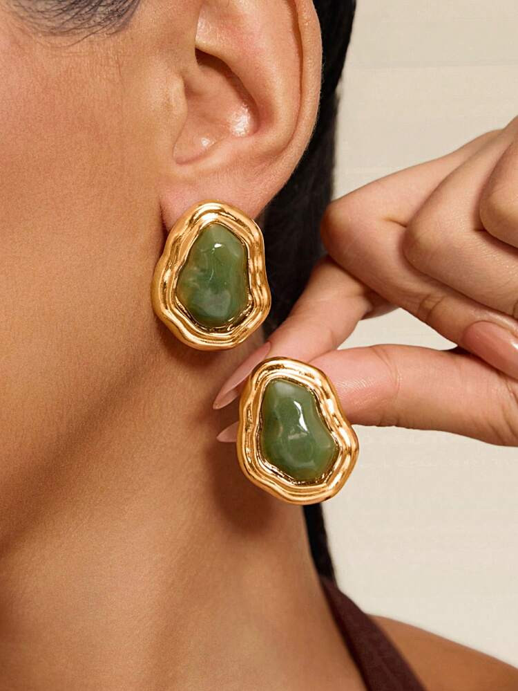 Altistry 1 Pair Asymmetrical Shaped Minimalist Retro Chic Earrings, Versatile For Commuting And D... | SHEIN