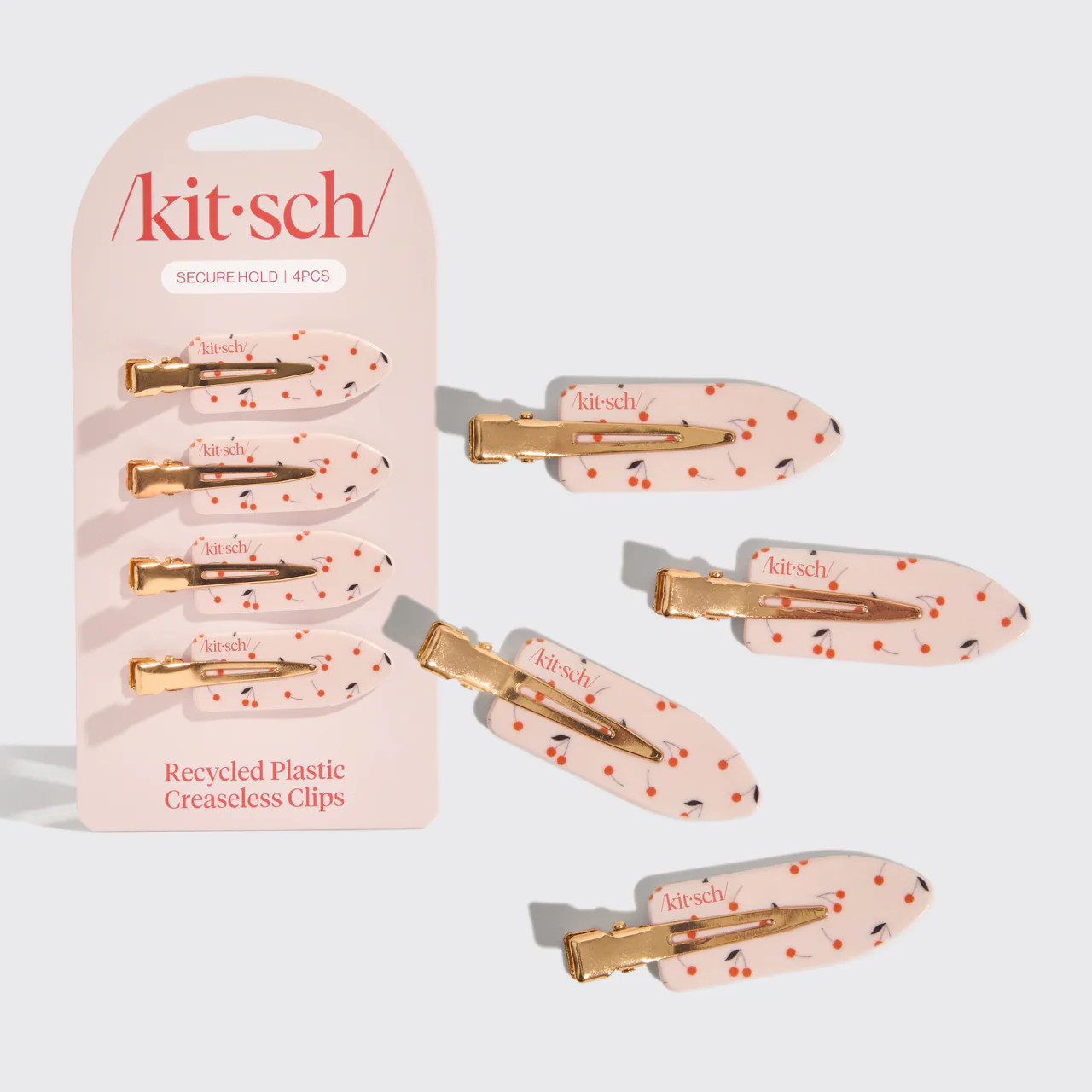 Cherry Print Creaseless Clips 4pc Set | Kitsch