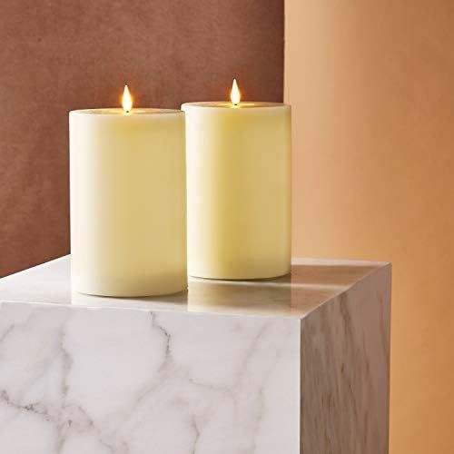 Amazon.com: 4x6 Flameless Pillar Candles - Battery Operated, Real Wax, 3D Flickering Flame with W... | Amazon (US)