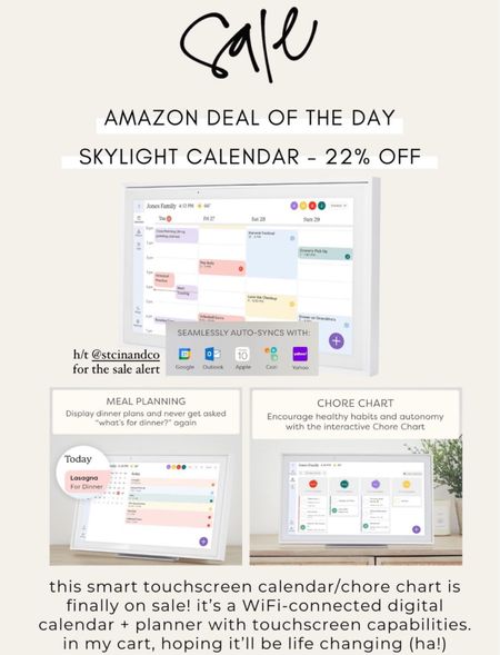 sale alert! // skylight calendar is 22% off on amazon

this smart touchscreen calendar/chore chart is finally on sale! it's a WiFi-connected digital calendar + planner with touchscreen capabilities. in my cart, hoping it'll be life changing (ha!)

#LTKFamily #LTKGiftGuide #LTKHome
