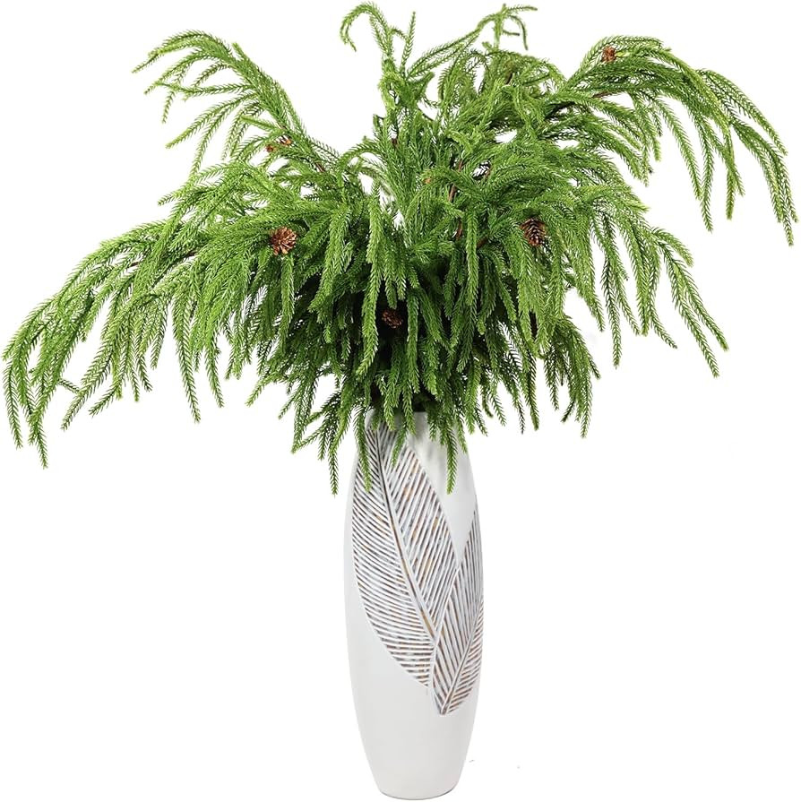 WBHome 6 Pcs Christmas Norfolk Pine Branches with Pine Cones - 42" Real Touch Norfolk Pine Branch... | Amazon (US)