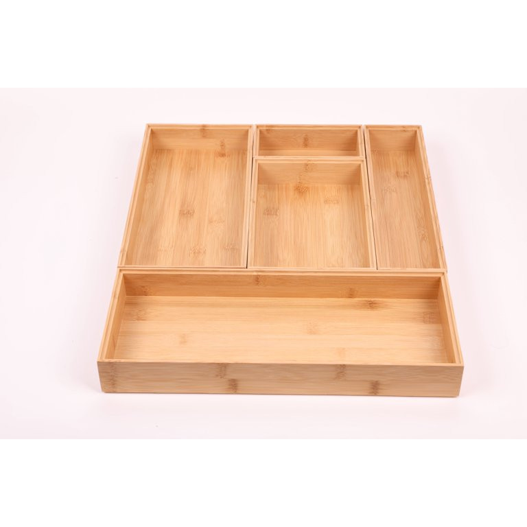 Better Homes & Gardens Natural Bamboo Drawer Organizer Set, 5PC | Walmart (US)