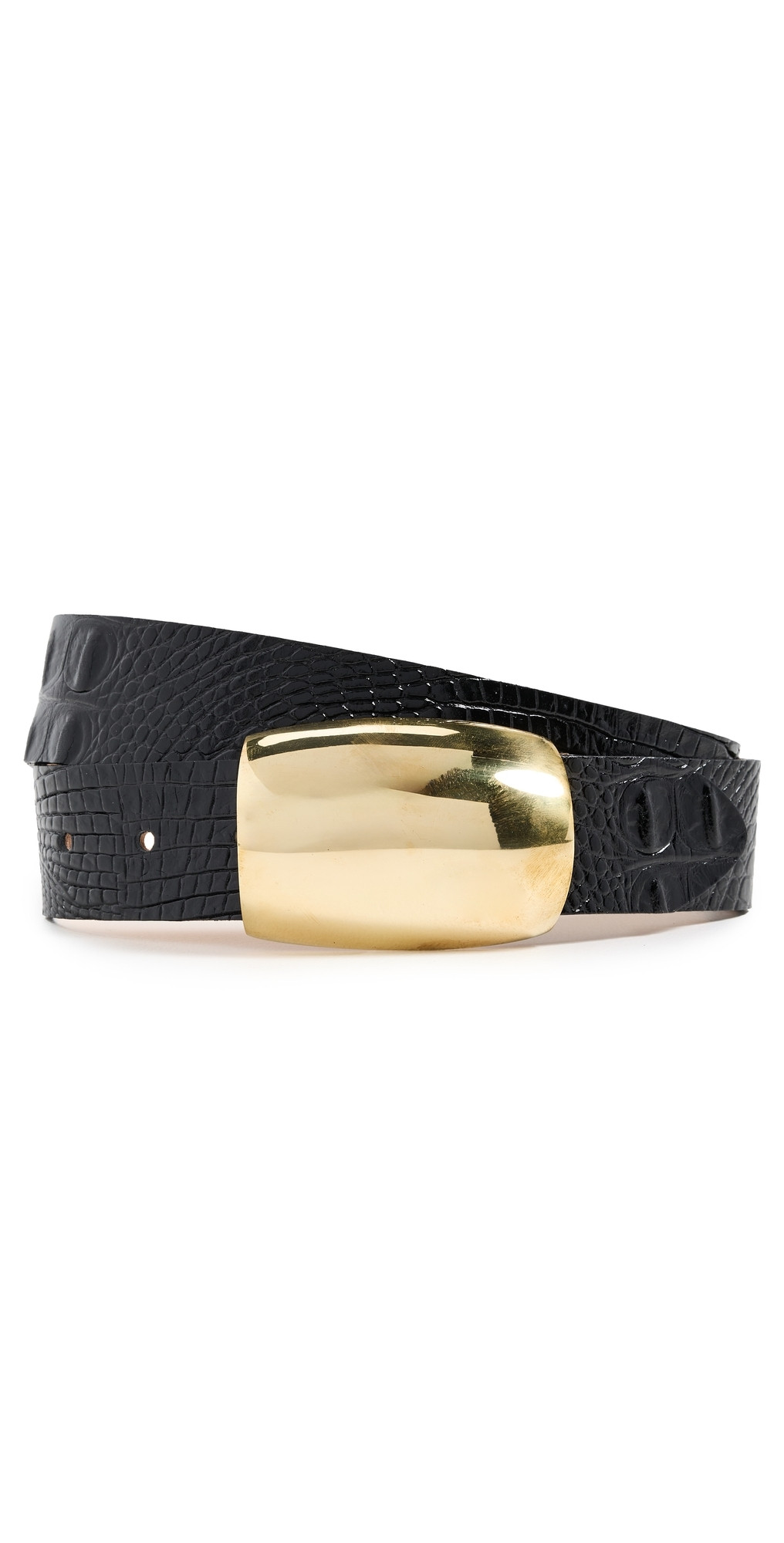 L'AGENCE Milou Domed Croc Embossed Belt Black Croc Embossed L | Shopbop