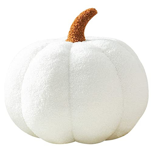Plush Pumpkin Pillow Pumpkin Throw Pillows, Halloween Decorative Pillows Ball Pillow Stuffed Pumpkin, Cute 3D Shaped Teddy Fleece Pumpkin Pillows (White 11'') | Amazon (US)