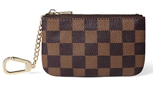 Daisy Rose Luxury Zip Checkered Key Chain pouch | PU Vegan Leather Mini Coin Purse Wallet with clasp | Amazon (US)