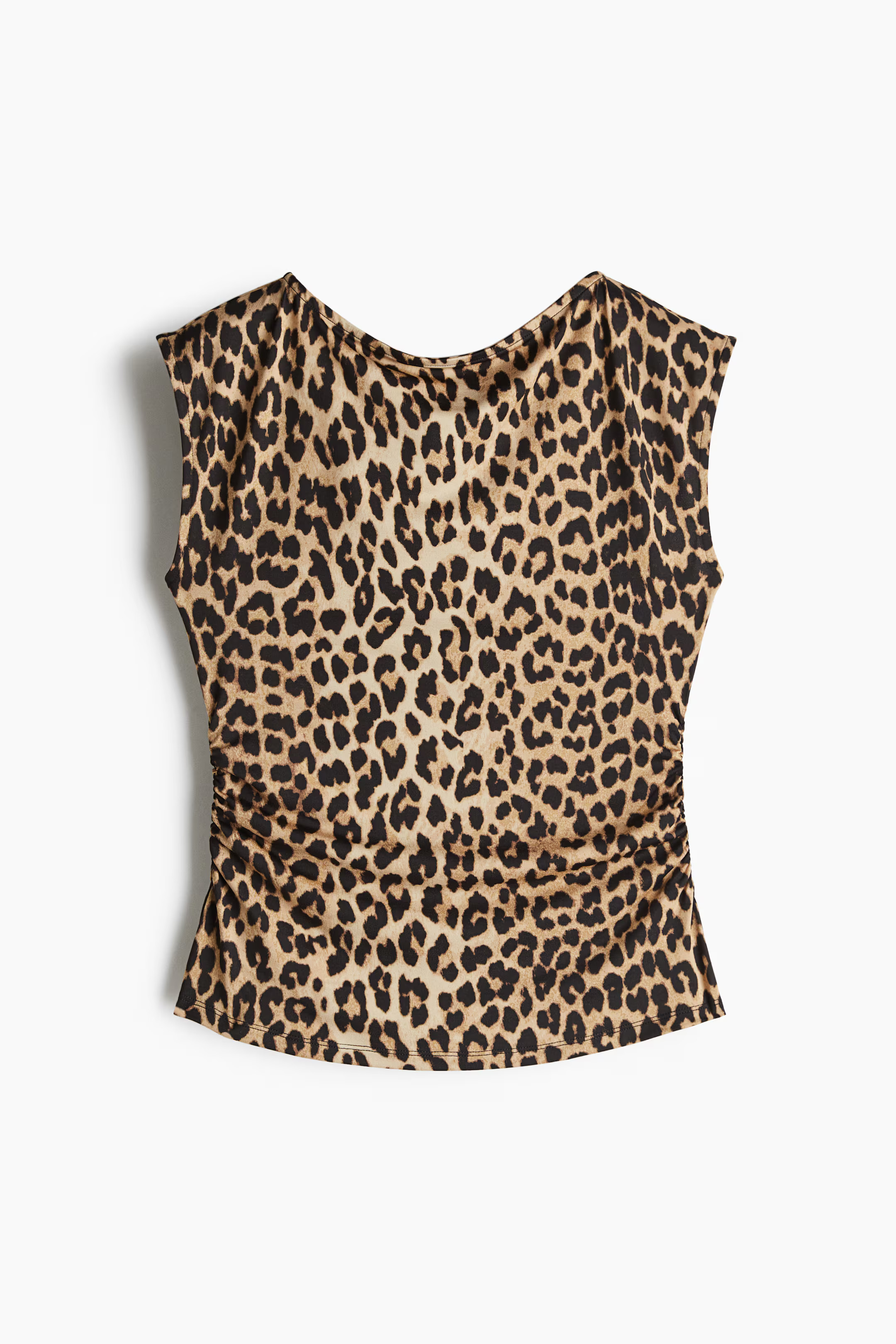 Boat-neck top - Light beige/Leopard print - Ladies | H&M GB | H&M (UK, MY, IN, SG, PH, TW, HK)