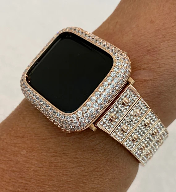 Rose Gold Apple Watch Band Swarovski Crystal 38mm 40mm 41mm | Etsy | Etsy (US)