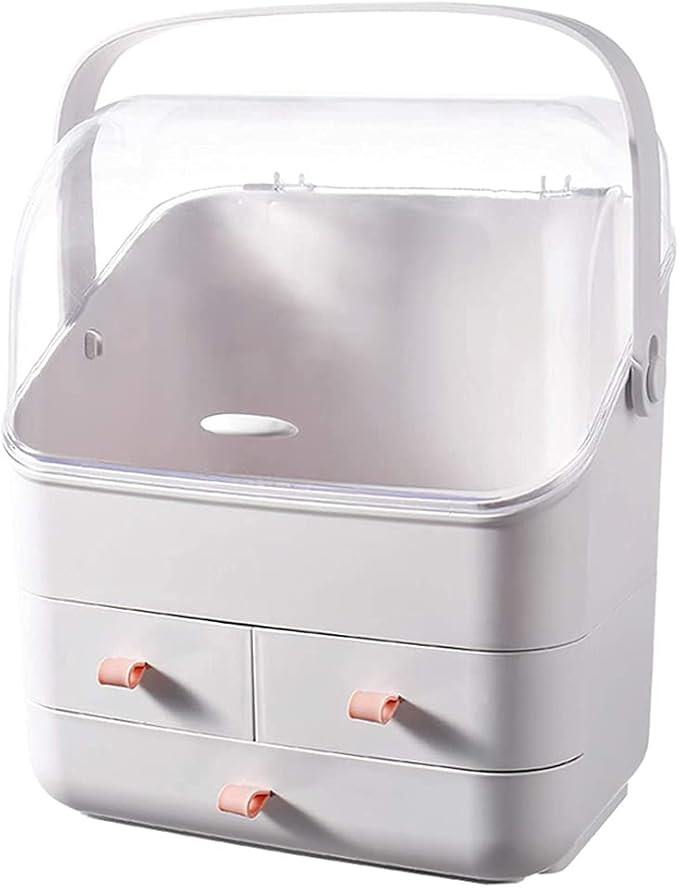 Jumiz Makeup Storage Box,Countertop Portable Vanity Cosmetics Organizer Preppy Style,Skincare Dis... | Amazon (US)