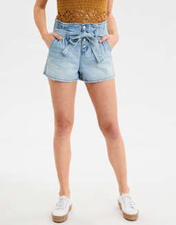 Paperbag Denim Mom Shorts | American Eagle Outfitters (US & CA)