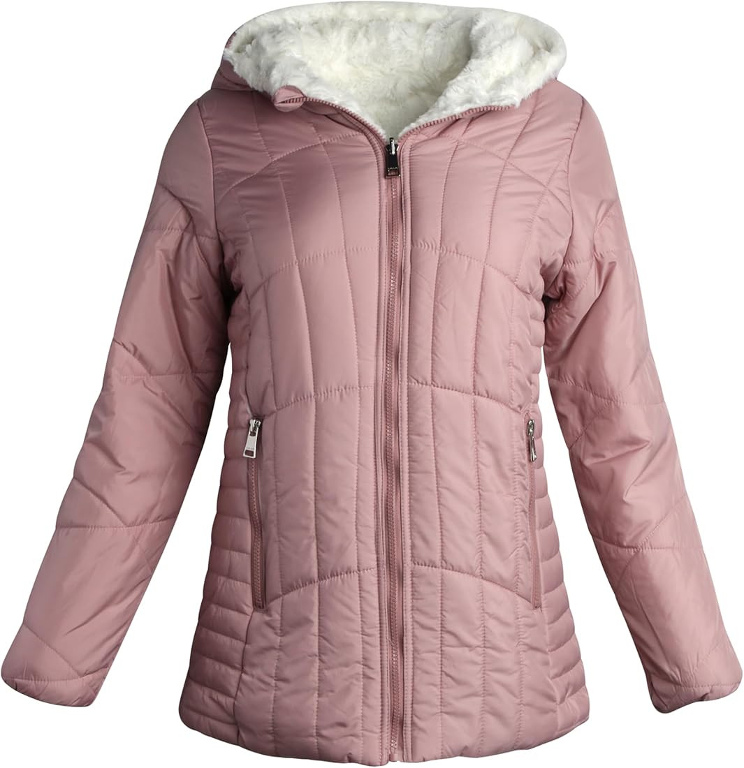 bebe Women's Puffer Jacket - Cozy Full Zip Up Hooded Reversible Puffer Jacket for Women - Casual ... | Amazon (US)