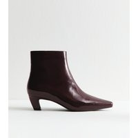 Women's Burgundy Patent Point Toe Ankle Boots Vegan New Look | New Look (UK)