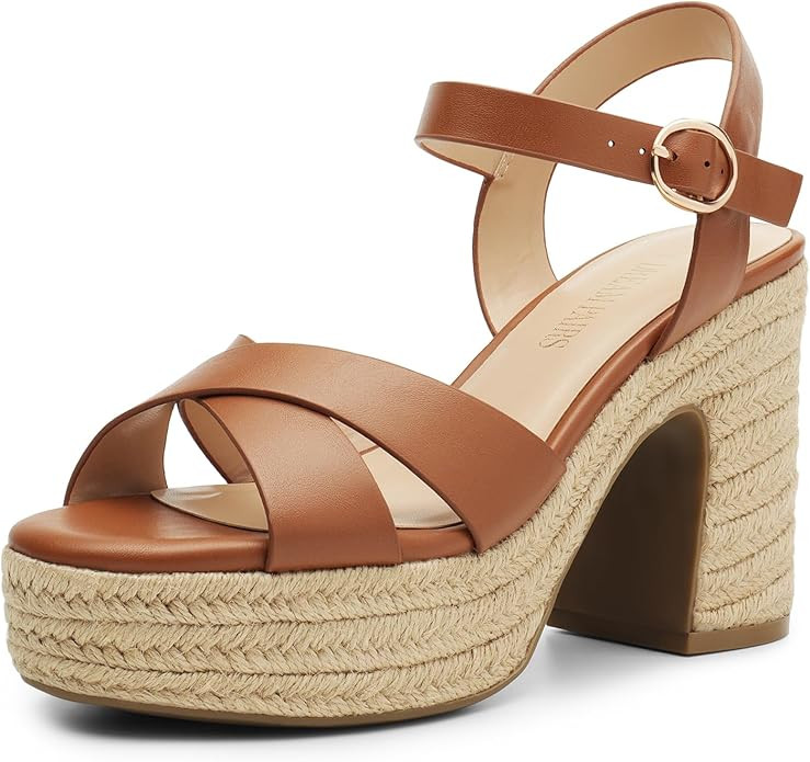 DREAM PAIRS Women's Chunky Platform Heels Round Open Toe Ankle Strap High Heeled Sandals for Part... | Amazon (US)