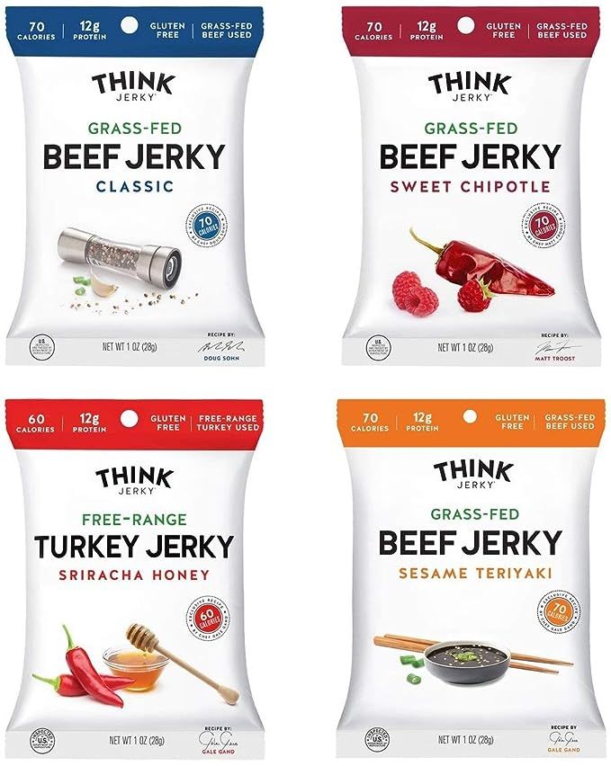 Jerky Variety Pack by Think Jerky — Delicious Chef Crafted Jerky — 100% All-Natural Grass-Fed... | Amazon (US)