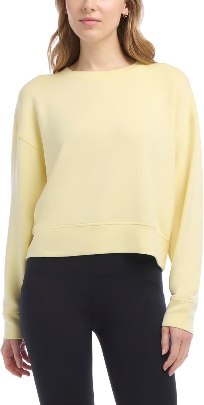 Danskin womens Cropped Luxe Crew Neck Sweatshirt | Amazon (US)
