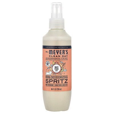 Mrs. Meyers Clean Day, Dog Deodorizing Spritz, White Peach, 8 fl oz (236 ml) | iHerb