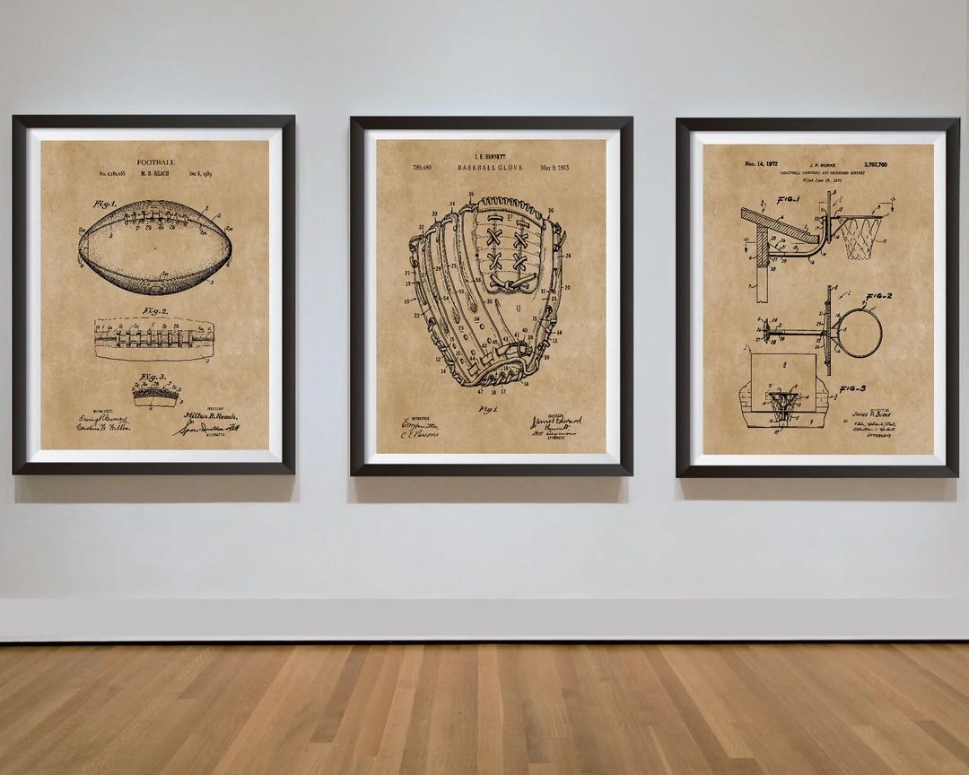Set of 3 Sports Posters Patent Prints Football Baseball - Etsy | Etsy (US)