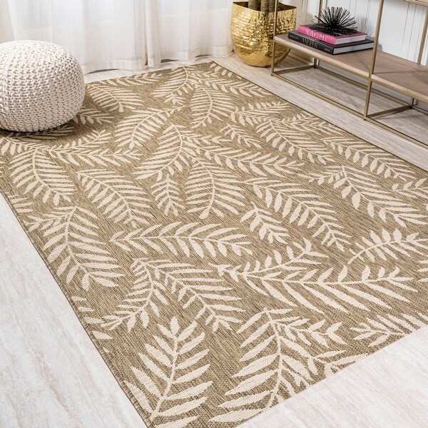 JONATHAN Y Nevis Palm Frond Indoor/Outdoor Area Rug - 8 X 10 - Brown/Beige | Bed Bath & Beyond