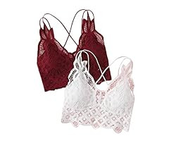 Floerns Women's Sexy Lace V Neck Criss Cross Back Bralette Crop Top | Amazon (US)