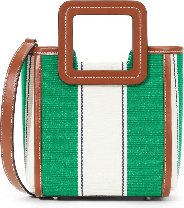 STAUD Mini Shirley Bungalow Stripe Canvas & Leather Tote | Nordstrom | Nordstrom