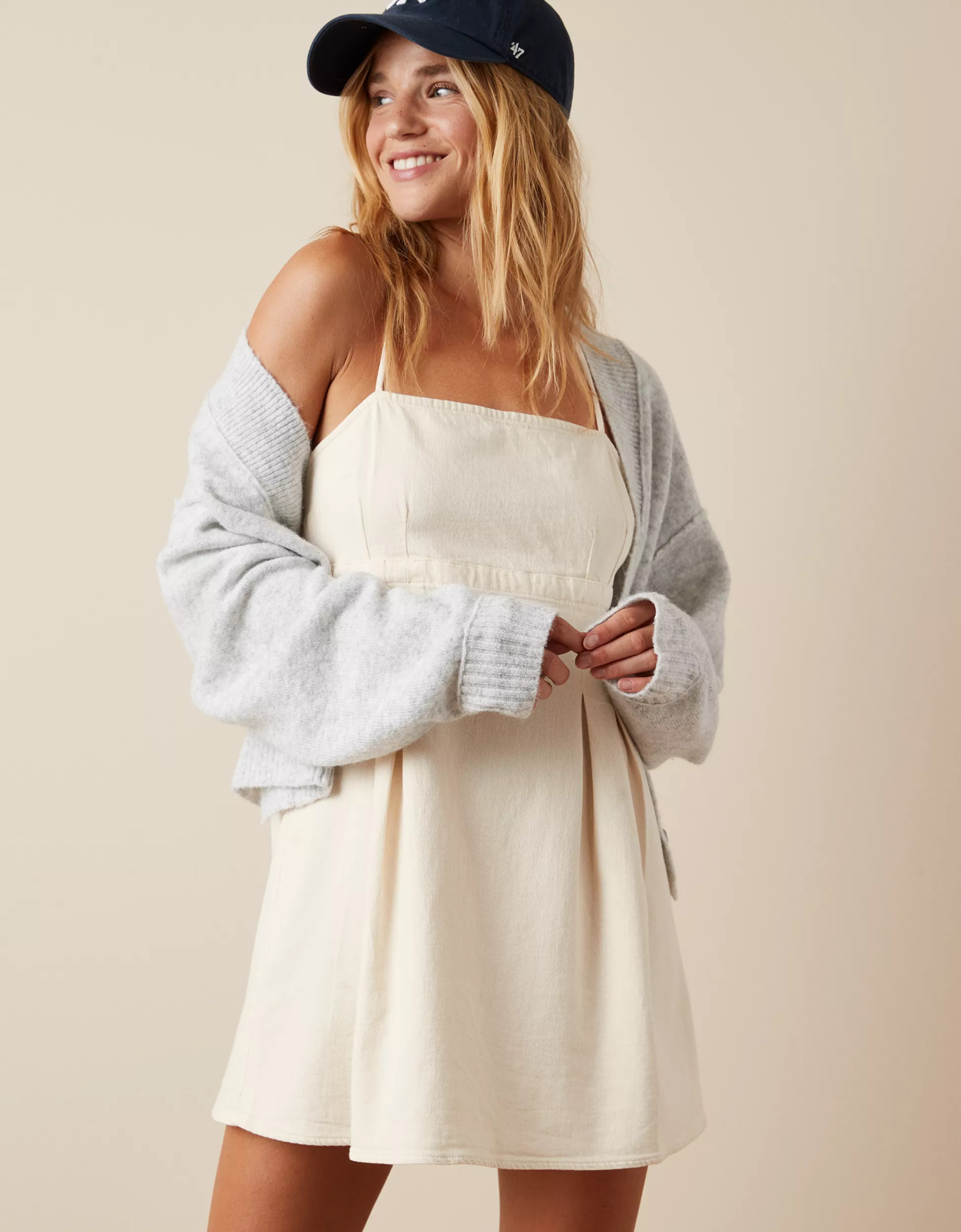 AE Dreamy Drape Pleated Strappy Mini Dress | American Eagle Outfitters (US & CA)