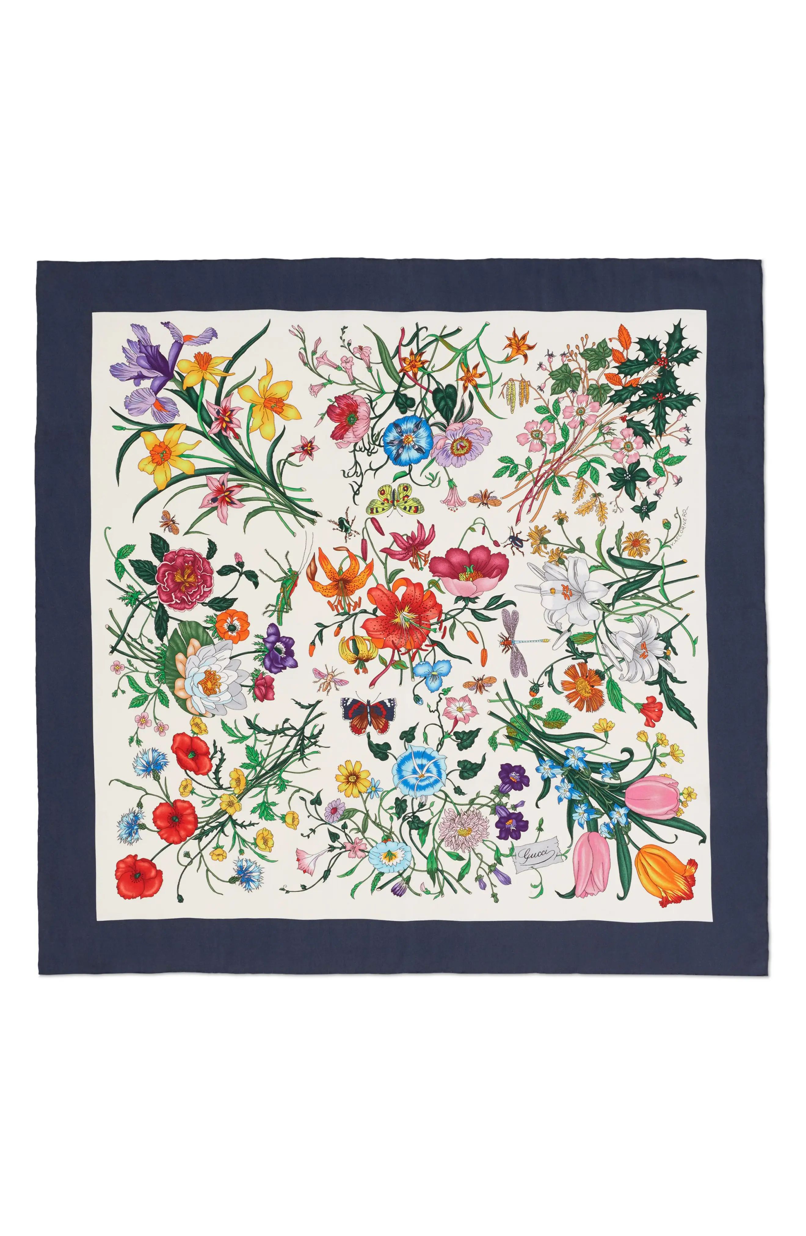 Floral Foulard Silk Twill Scarf | Nordstrom