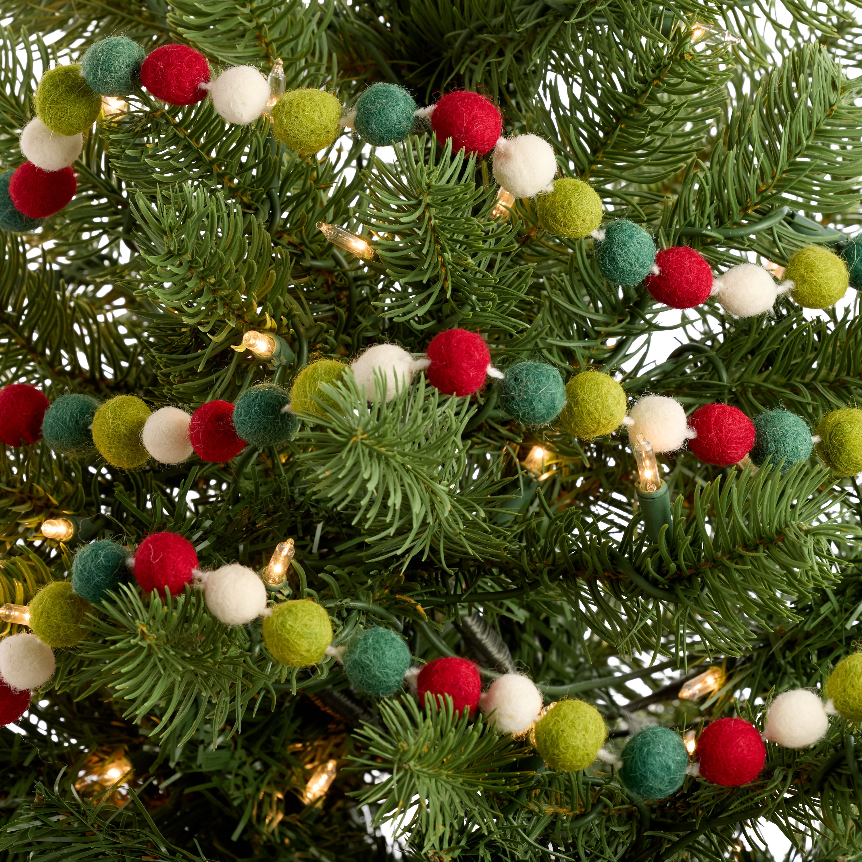 Mini Felt Christmas Color Pom Pom Garland | World Market