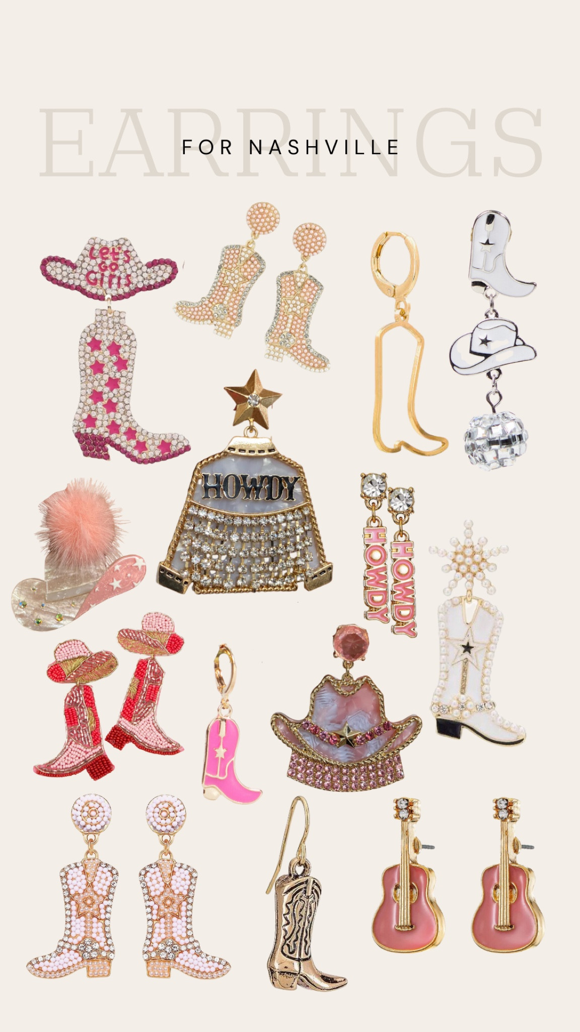 the perfect earrings for Nashville, country concerts or any festivity 
#earrings #boots #cowgirlboots #cowboyboots #cowgirljewelry #jewelry #discoball #countryconcert #country #concert #nashville #nashbash #nashvilleoutfits 

#LTKbeauty #LTKstyletip #LTKFind