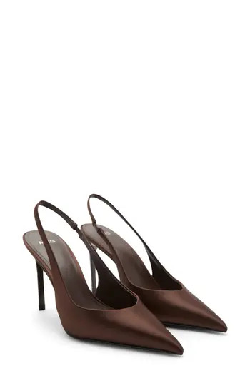MANGO Mica Pointed Toe Slingback Pump in Chocolate at Nordstrom Rack, Size 6.5Us / 37Eu | Nordstrom Rack