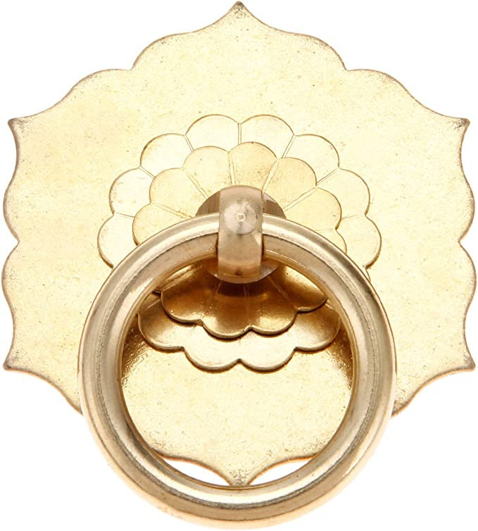 Yetaha Antique Ring Pulls, Furniture Drop Knobs Brass Cabinet Handles Classical Hexagon Flower fo... | Amazon (US)