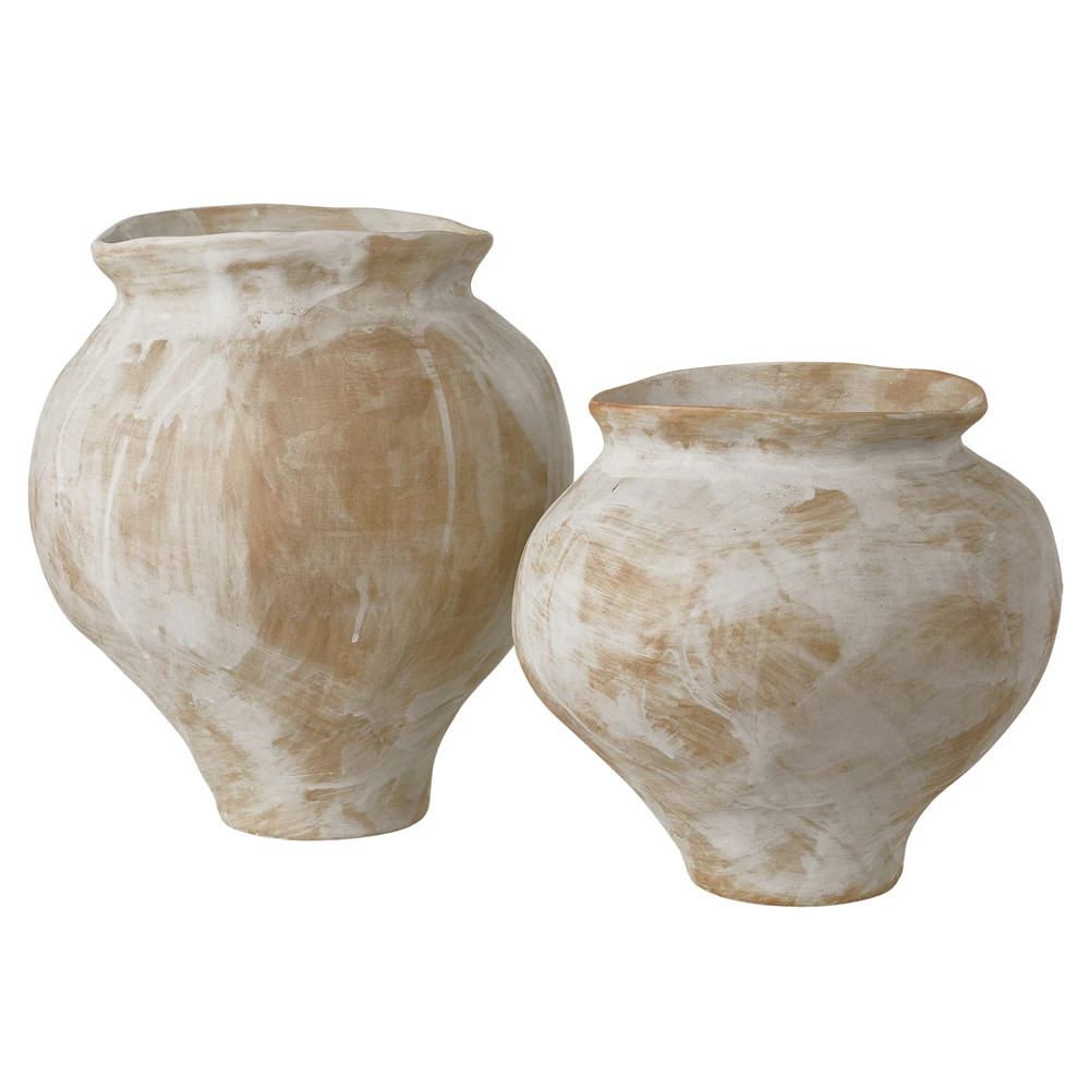 Caelum  Coastal Beach  Antique White Porcelain Vase - Set of 2 | Kathy Kuo Home