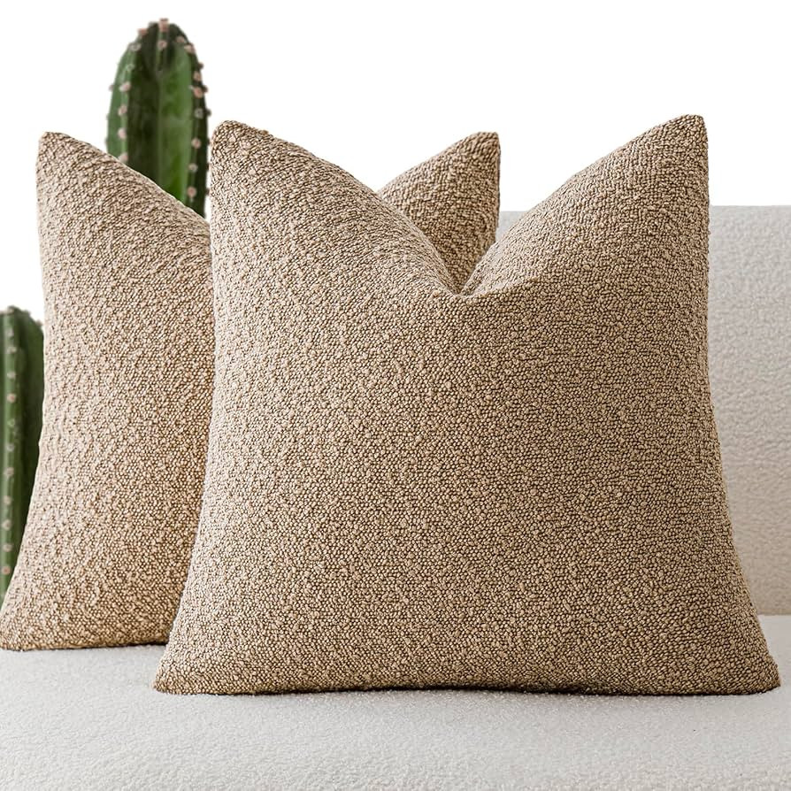 Foindtower Pack of 2 Textured Boucle Throw Pillow Covers Accent Solid Pillow Cases Cozy Soft Deco... | Amazon (US)