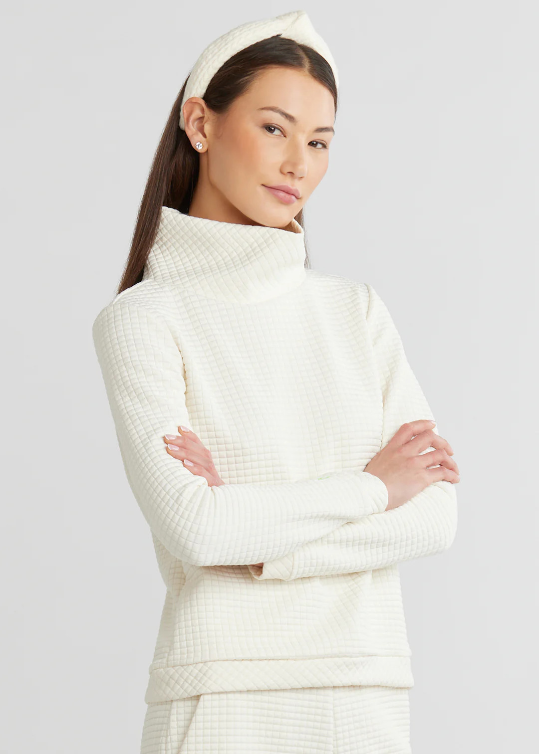 Park Slope Turtleneck in Waffle (Cream) | Dudley Stephens