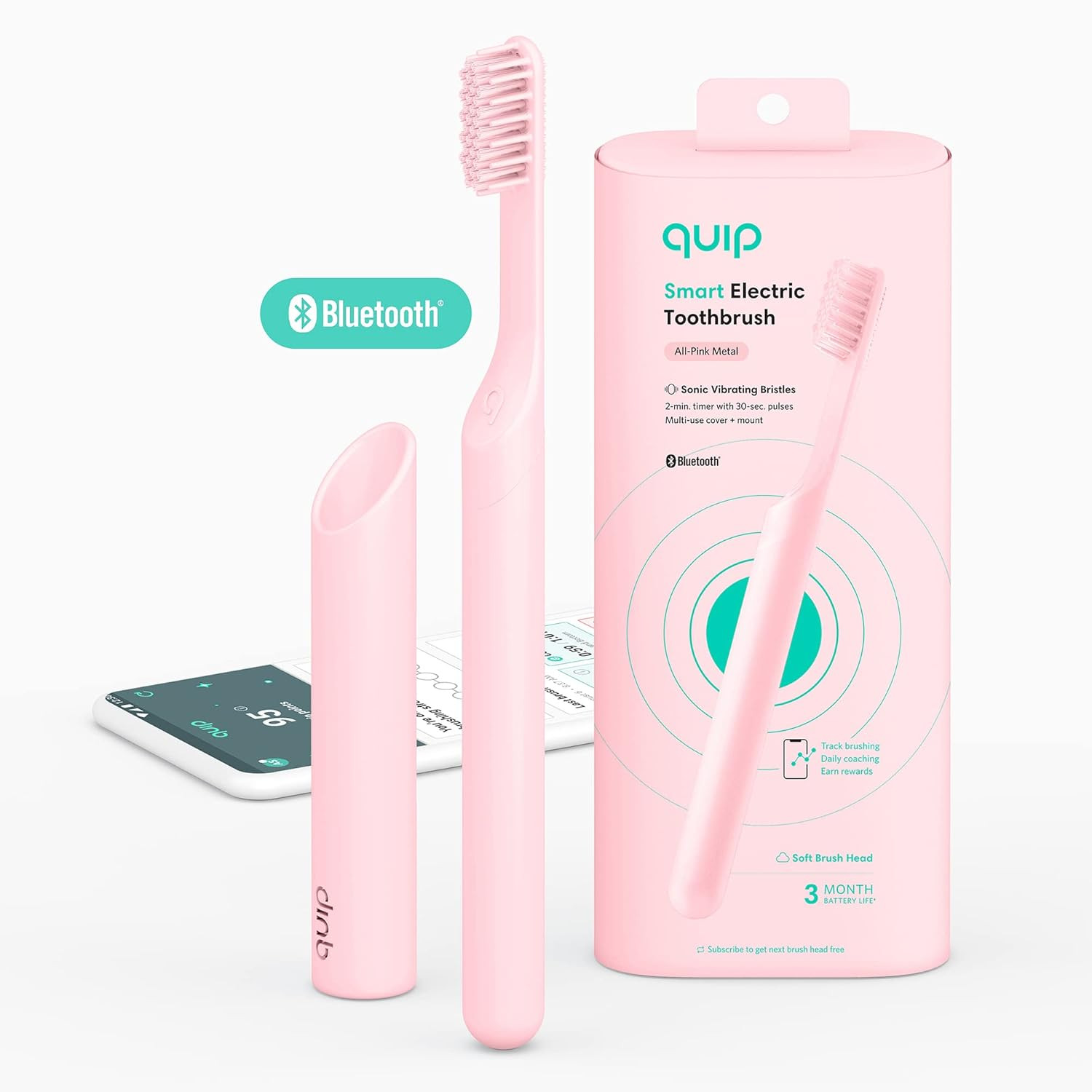 quip Adult Smart Electric Toothbrush - Sonic Toothbrush with Bluetooth & Rewards App, Travel Cove... | Amazon (US)