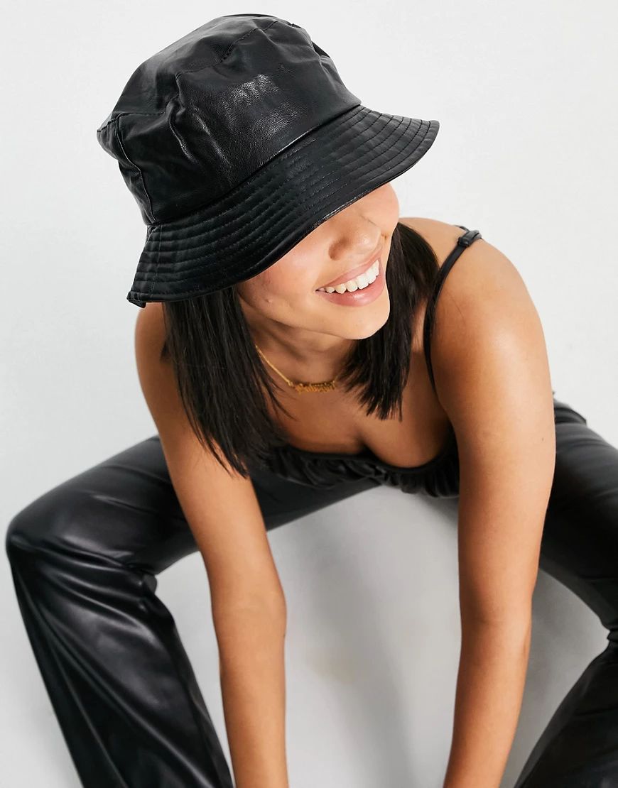 Ego bucket hat in black patent | ASOS (Global)