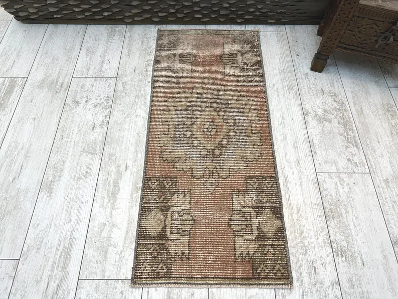 vintage rug, mini oushak rug, distressed rug, pink rug, pale rug, turkish rug, nomadic rug, bath ... | Etsy (Global)